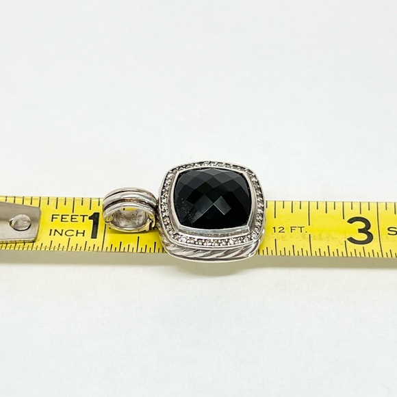 David Yurman 14mm Black Onyx Pave Diamond Albion Enhancer Pendant .925 - Picture 9 of 10